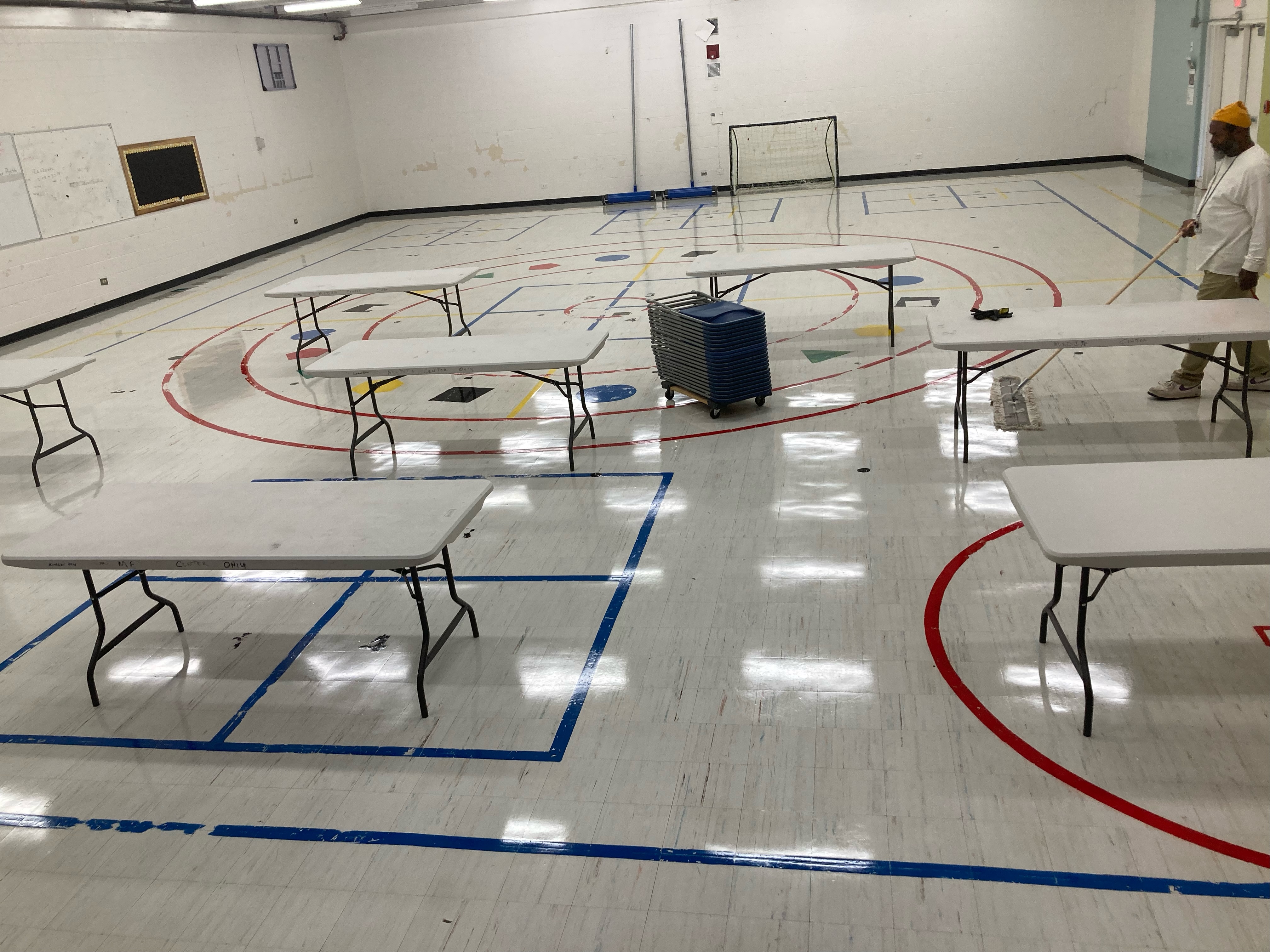 Freshly cleaned gym floor